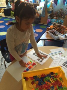 Making friend's names with magnetic letters